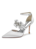 Chaussures de mariée pour femmes Strass Satin Bout pointu Talon aiguille Chaussures de mariée