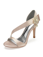 Chaussures de mariée sandales de mariage ivoire talon haut décoré des perles