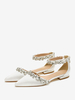Chaussures De Mariée Sandales Pour Femmes Satin Blanc Bout Pointu Chaussures De Mariée Plates