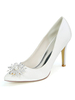 Chaussures de mariée Strass en satin blanc pointu tree talon talon chaussures de mariée