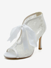 Chaussures De Mariée Transparentes Dentelle Blanches Découpé Sandales De Mariage