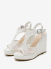 Chaussures De Mariée Transparentes En Dentelle Blanche Mariage À Talon Compensé