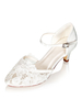 Chaussures De Mariée Vintage Ivoire Maille Bout Pointu Talon Carré Sangle Ajustable Mariage Rétro