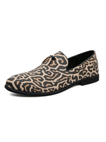 Chaussures de mocassins pour hommes populaires en cuir PU imprimé léopard à enfiler