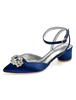 Chaussures de Mère 2021 Marine Sombre Satin Bout Pointu à Lanière Chaussures de Mariée Chaussures d