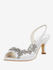 Chaussures de Mère de Mariée 2025 Violet Bout Ouvert Strass Slingbacks Chaussures de Mariage Talon de Chaton Chaussures de Mariée