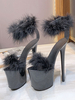 Chaussures De Pole Dance À Talons Hauts Plates-Formes Fausse Fourrure