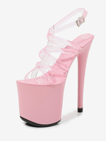 Chaussures De Pole Dance À Talons Hauts Plates-Formes Lacet Transparent
