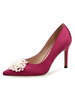 Chaussures de soirée à bout pointu à talons hauts Chaussures de soirée en perles bordeaux