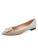 Chaussures De Soirée À Bout Pointu Perles Flats De Soirée Glitter