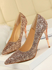 Chaussures de soirée à talons hauts Champagne bout pointu paillettes chaussures de soirée talons aiguilles