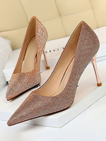 Chaussures de soirée à talons hauts Champagne bout pointu strass chaussures de soirée