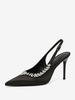 Chaussures de soirée à talons hauts chaussures de bal noires à bout pointu et strass