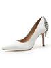 Chaussures de soirée à talons hauts Chaussures de soirée blanches à bout pointu et strass