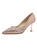 Chaussures de soirée à talons hauts en or rose à bout pointu et à talons aiguilles; chaussures de soirée à paillettes