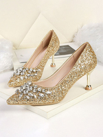 Chaussures de soirée à talons hauts pailletées bout pointu strass chaussures de soirée