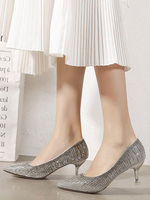 Chaussures de soirée à talons hauts pour femmes; bout pointu; talon aiguille; strass; chaussures de soirée