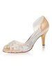 Chaussures de soirée à talons hauts pour femmes Champagne Peep Toe Strass Chaussures de soirée