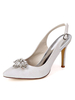 Chaussures de soirée à talons hauts pour femmes Chaussures de soirée à bout pointu blanc avec strass