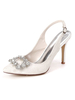 Chaussures de soirée à talons hauts pour femmes Chaussures de soirée à bout pointu blanc avec strass