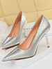 Chaussures de soirée à talons hauts pour femmes Chaussures de soirée à paillettes argentées à bout pointu