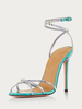 Chaussures de soirée à talons hauts sandales métalliques à bout ouvert et bride à la cheville croisée