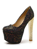 Chaussures De Soirée 2021 Argent Plateforme Talons Hauts Pierre De Strass Split Chaussure De Fête