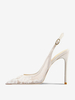 Chaussures de soirée en dentelle blanches à bout pointu et talon haut