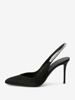 Chaussures de soirée en satin à bride arrière et talons hauts avec strass pour femmes