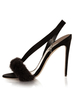 Chaussures de soirée en satin marron à bout ouvert et fourrure avec sandales à talons hauts pour femmes