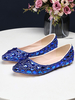 Chaussures de soirée en similicuir blond avec bout pointu et strass Appartements de soirée de luxe