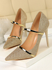 Chaussures de soirée pailletées Chaussures de bal pour femmes Bout pointu Chaussures de soirée à talons hauts