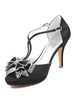 Chaussures de soirée pour femmes Sandales à talons hauts Peep Toe Chaussures de soirée avec noeuds