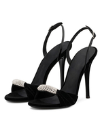 Chaussures de soirée rouges à bout ouvert et strass Slingbacks Sandales à talons hauts pour les femmes