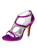 Chaussures de soirée Sandales Satin Femmes Chaussures de soirée avec strass