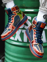 Chaussures de Sports Baskets Plates Hommes 2022 Imprimés à Lacets avec Bout Rond Multicolores Respirantes et Comfortables Légères