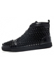 Chaussures de Sports Baskets Plates Hommes 2022 Noir à Lacets avec Bout Rond Décors avec Cloutées Unicolore