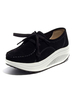 Chaussures de Sports Femmes Plates avec Plateformes à Lacets à Cuir Synthétique en Crôute avec Bout Rond Bicolores