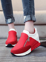 Chaussures de Sports Plates avec Plateforme Femmes à Lacets Décors ave Zip avec Bout Rond Bicolores