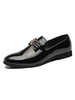 Chaussures en cuir à bout rond Slip-On noir pour homme