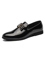 Chaussures en cuir à bout rond Slip-On noir pour homme