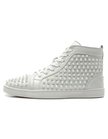 Chaussures en cuir blanc clouté à tige haute