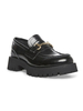 Chaussures en cuir pour femmes Chaînes Basses Chaussures à plateforme noires