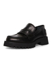Chaussures en cuir PU pour femmes à enfiler des chaussures à plateforme noires