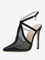 Chaussures Escarpins En Maille À Talons Hauts Pour Femmes À Lacet Cheville