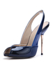 Chaussures exquises à bout ouvert à talons aigus en cuir verni dégradé mocassin