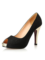 Chaussures exquises à bout ouvert à talons aigus en tissu de paillettes imprimé brillant mocassin