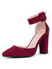 Chaussures Femmes 2021 Talon Haut Bourgogne Orteil Pointu Détail De Boucle Lanière À Cheville Des Pompes