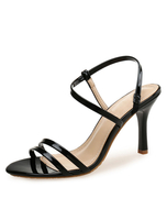 Chaussures Femmes 2021 Talon Haut Noir Bout Ouvert Lanière Chaussures Femmes