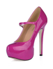 Chaussures Femmes Talons hauts Plate-forme Bout rond Mary Jane 2021 Fuchsia talon aiguille chaussures Vintage